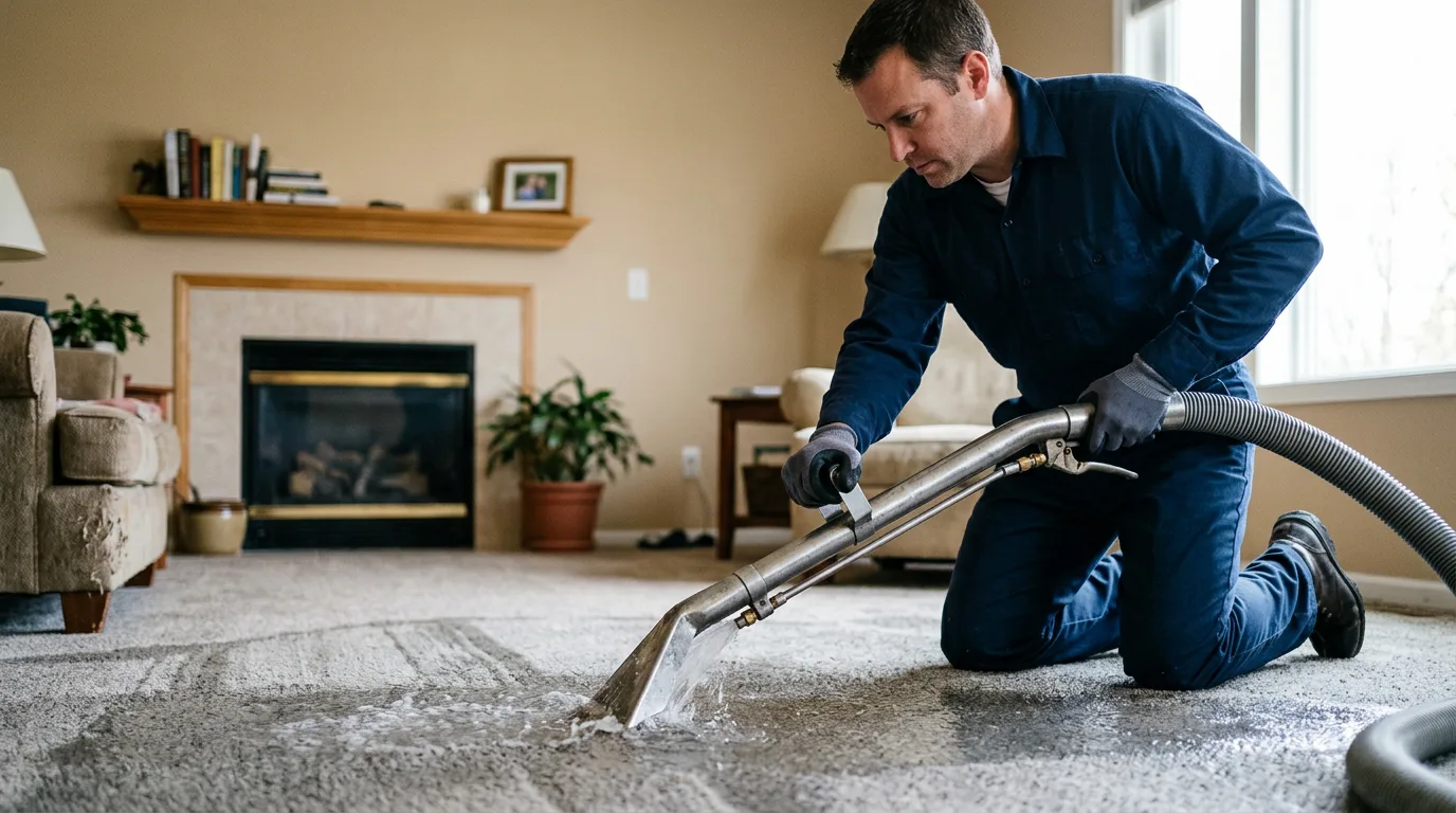 Water damage restoration technician working near Galloway, OH